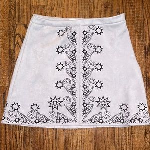 Seek The Label Gray Suede A-Line Embroidered Skirt